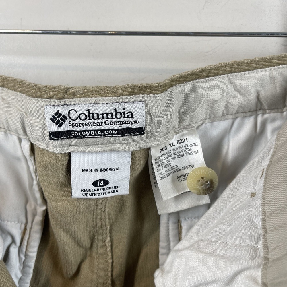 COLUMBIA Sports‎ Tan Stretch straight leg corduroy Hiking pants Womens Sz 14 - Picture 6 of 6